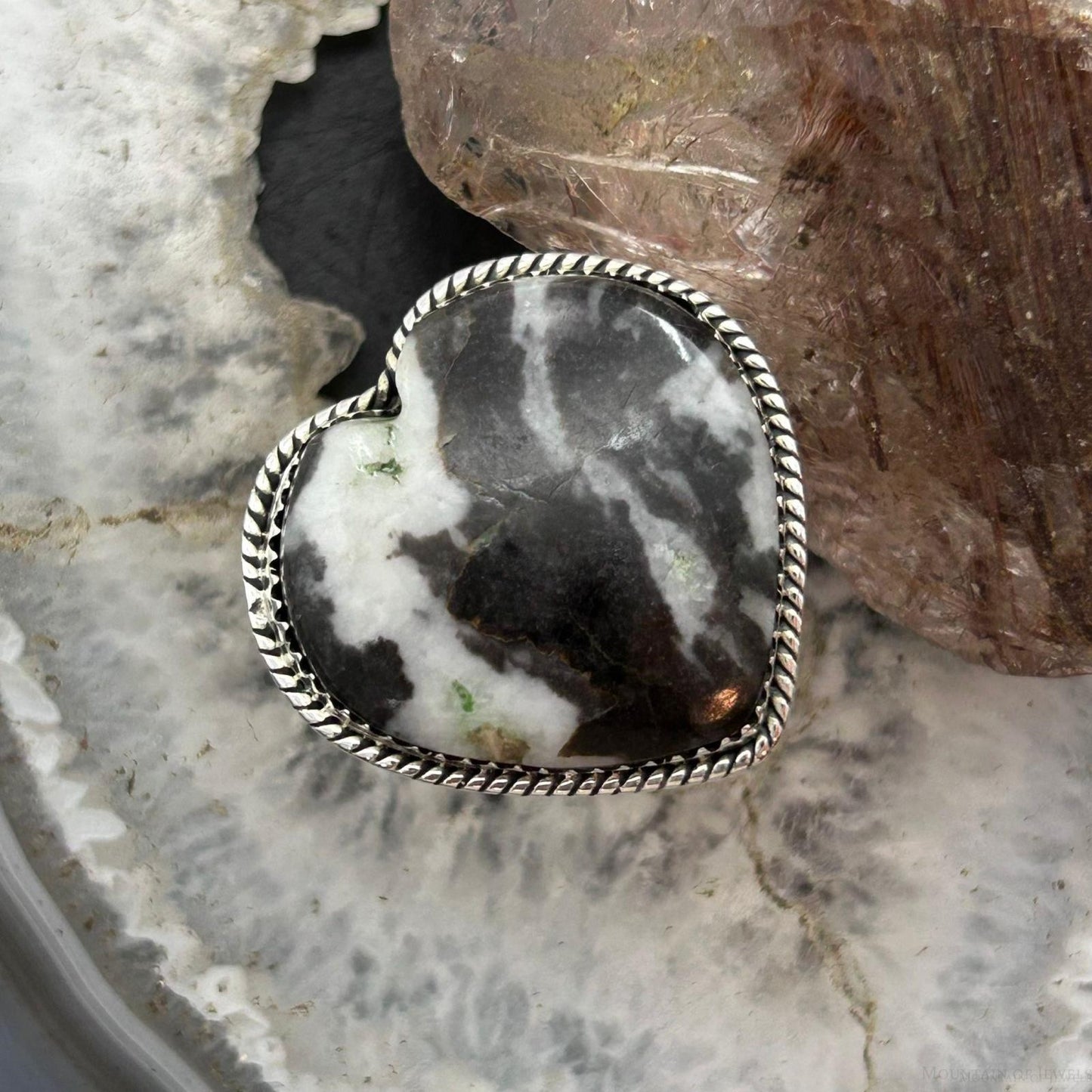 Sterling Silver Southwestern Style White Buffalo Heart Shape Ring Size 9 For Women