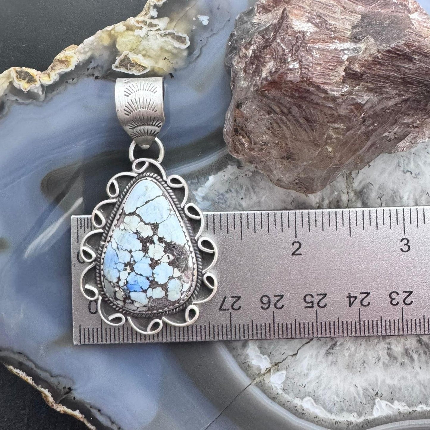 Sterling Silver Southwestern Style Teardrop High Grade Golden Hill Turquoise Pendant For Women #1