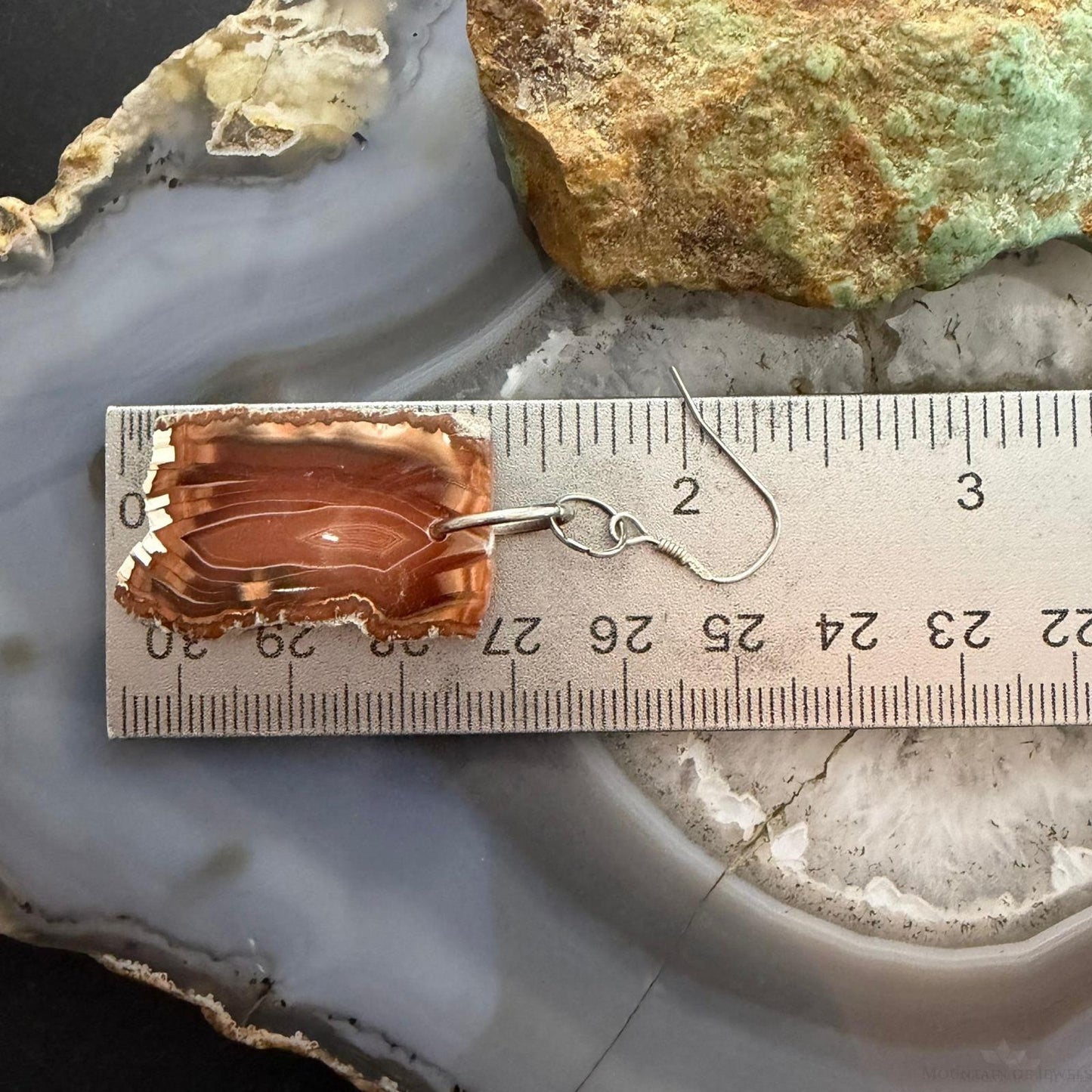 Sterling Silver Agate Slab Dangle Earrings For Women #401