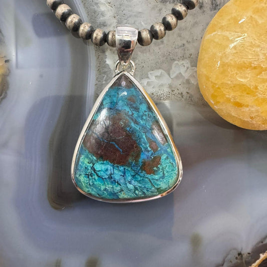 Sterling Silver Southwestern Style Triangle Turquoise Unisex Pendant