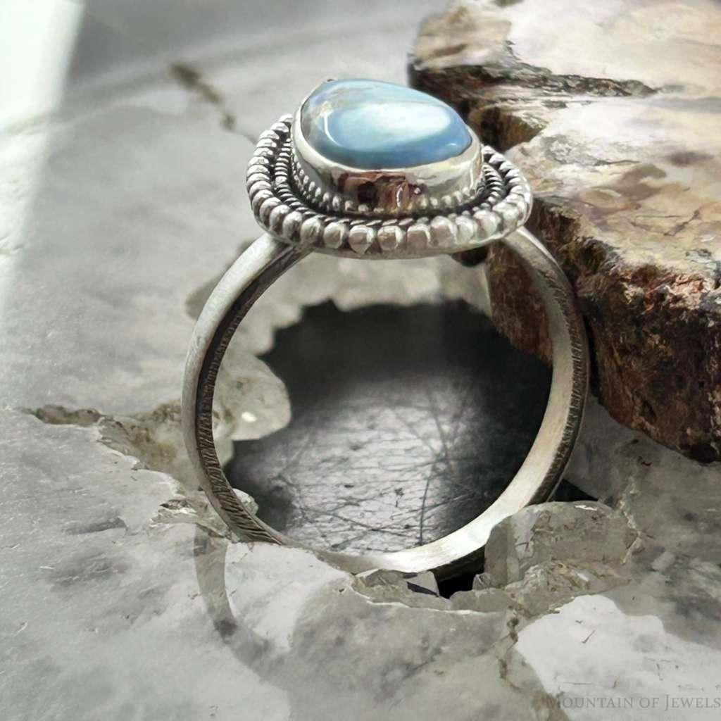 Sterling Silver Southwestern Style Teardrop Golden Hill Turquoise Adjustable Ring For Women