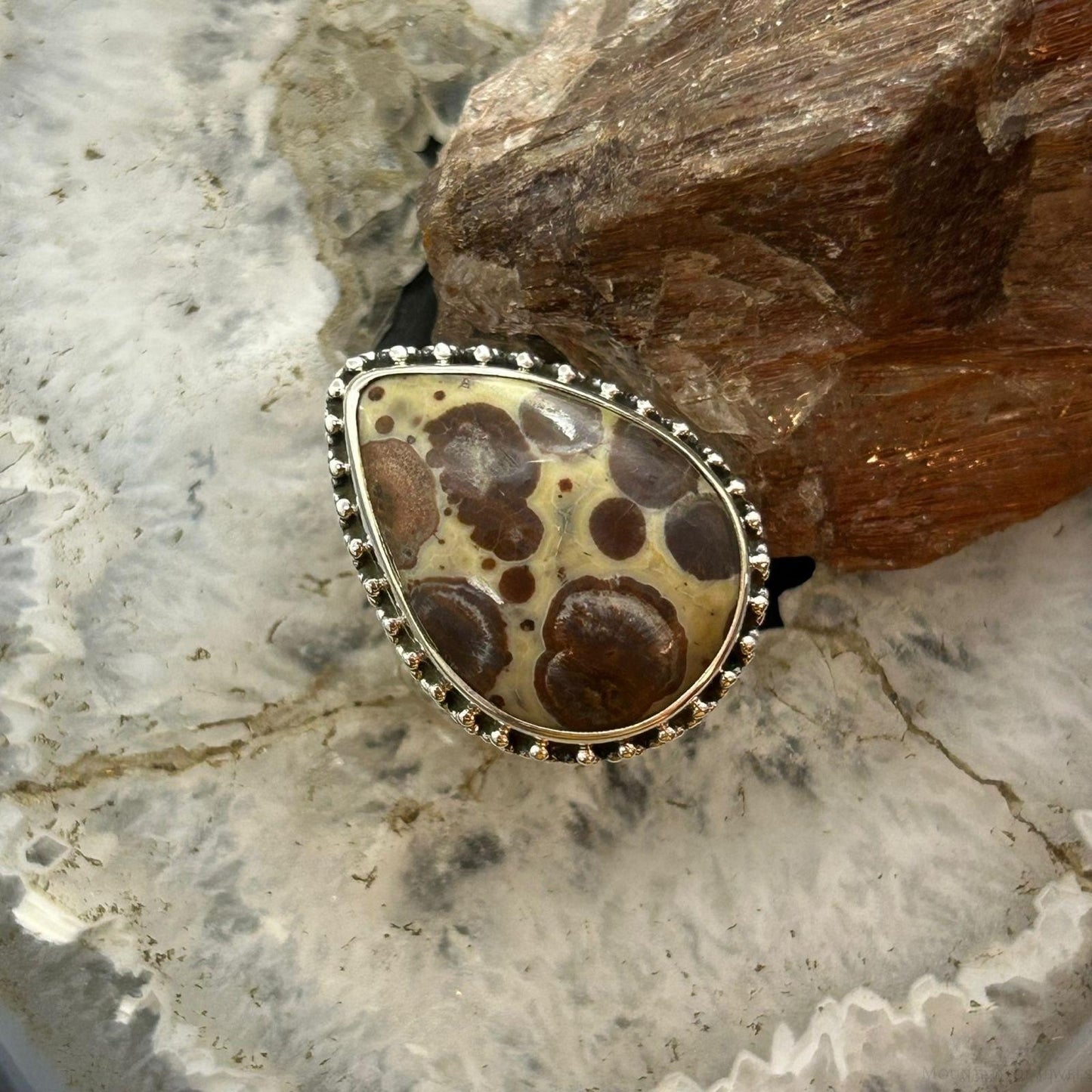 Sterling Silver Southwestern Style Teardrop Madagascan Asteroid Jasper Ring For Women