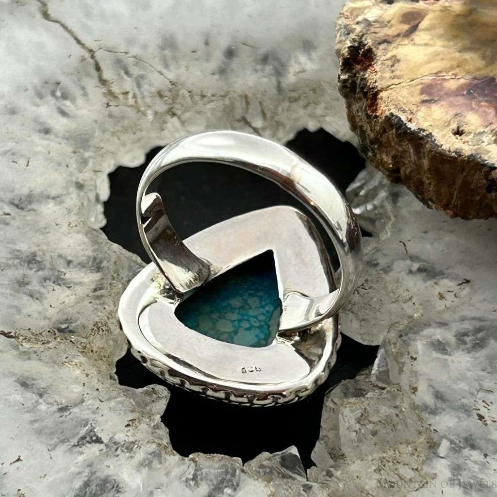 Sterling Silver Southwestern Style Teardrop Shattuckite Decorated Ring Size 7 For Women