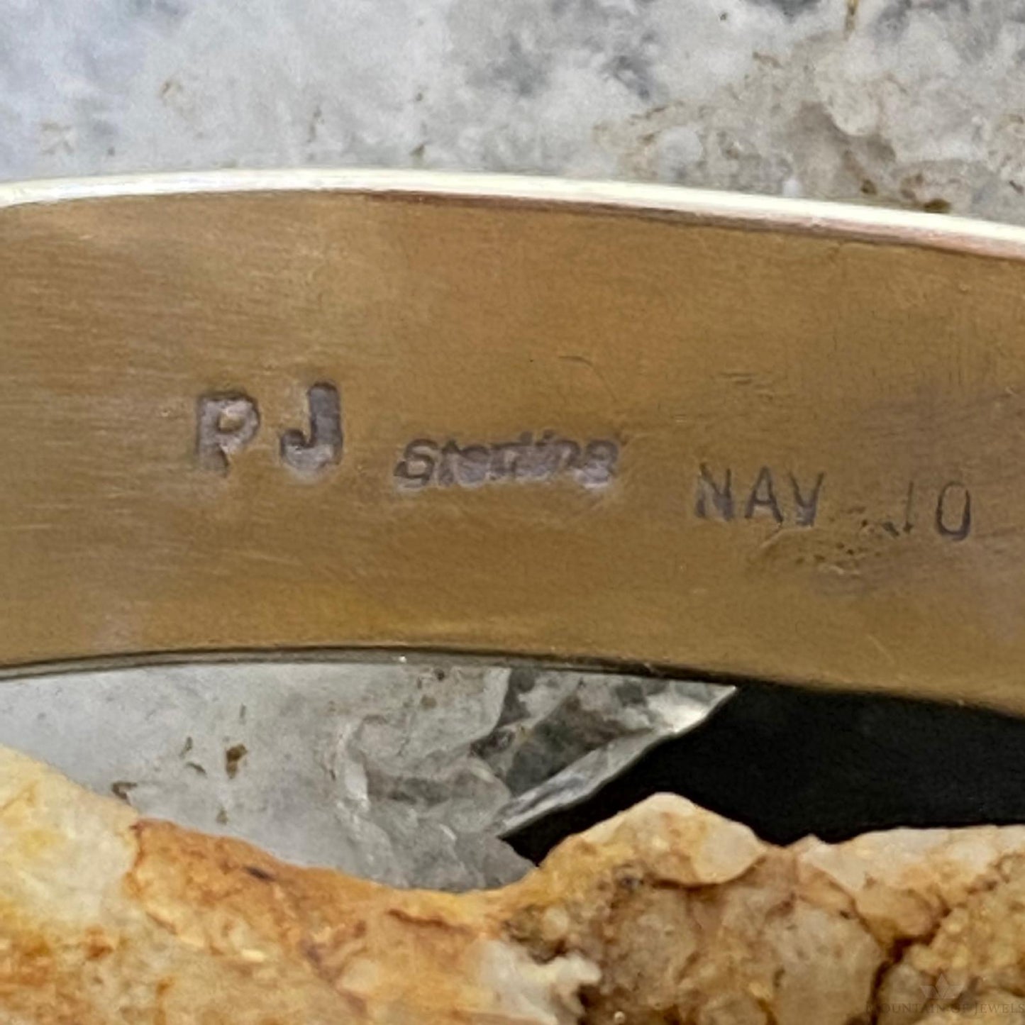 Vintage Signed Navajo Native American Sterling Uniquely Decorated Bracelet