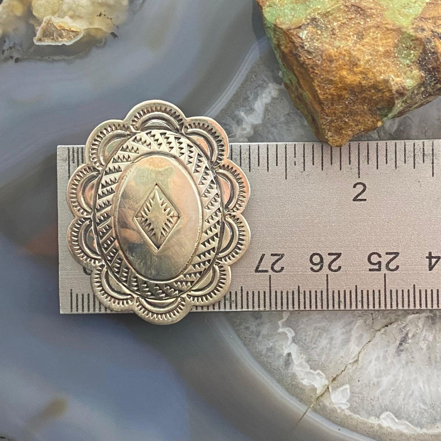 I. Kee Vintage Native American Sterling Silver Stamped Stud Earrings For Women