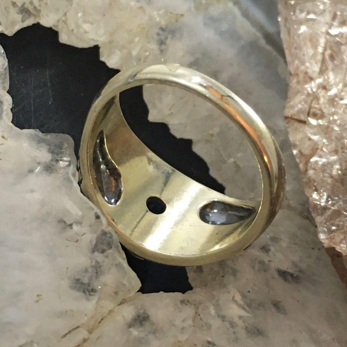 Carolyn Pollack Southwestern Style Sterling Silver Turquoise & White Topaz Decorated Ring