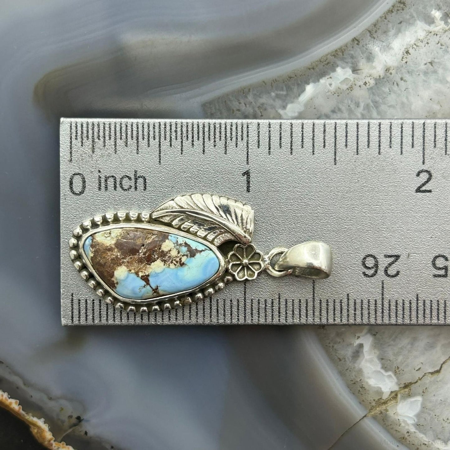 Sterling Silver Southwestern Style Triangular Golden Hill Turquoise Pendant For Women