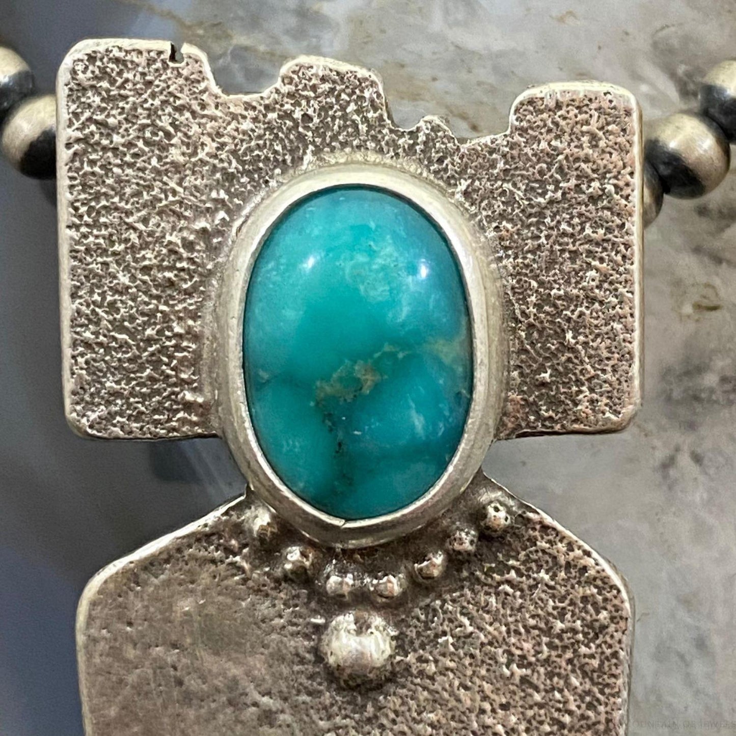 Joel Pajarito Native American Santo Domingo Tufa Cast w/Turquoise Unisex Pendant