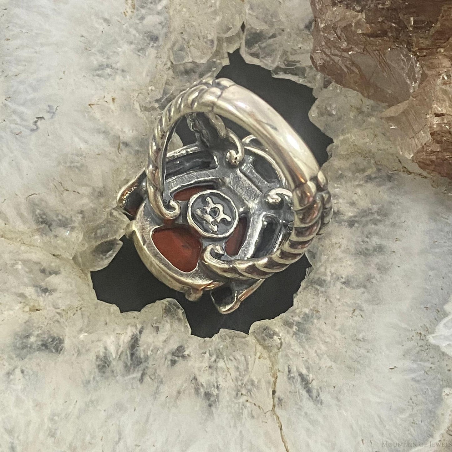 Carolyn Pollack Sterling Silver Red Jasper Decorated Ladybug Ring For Women