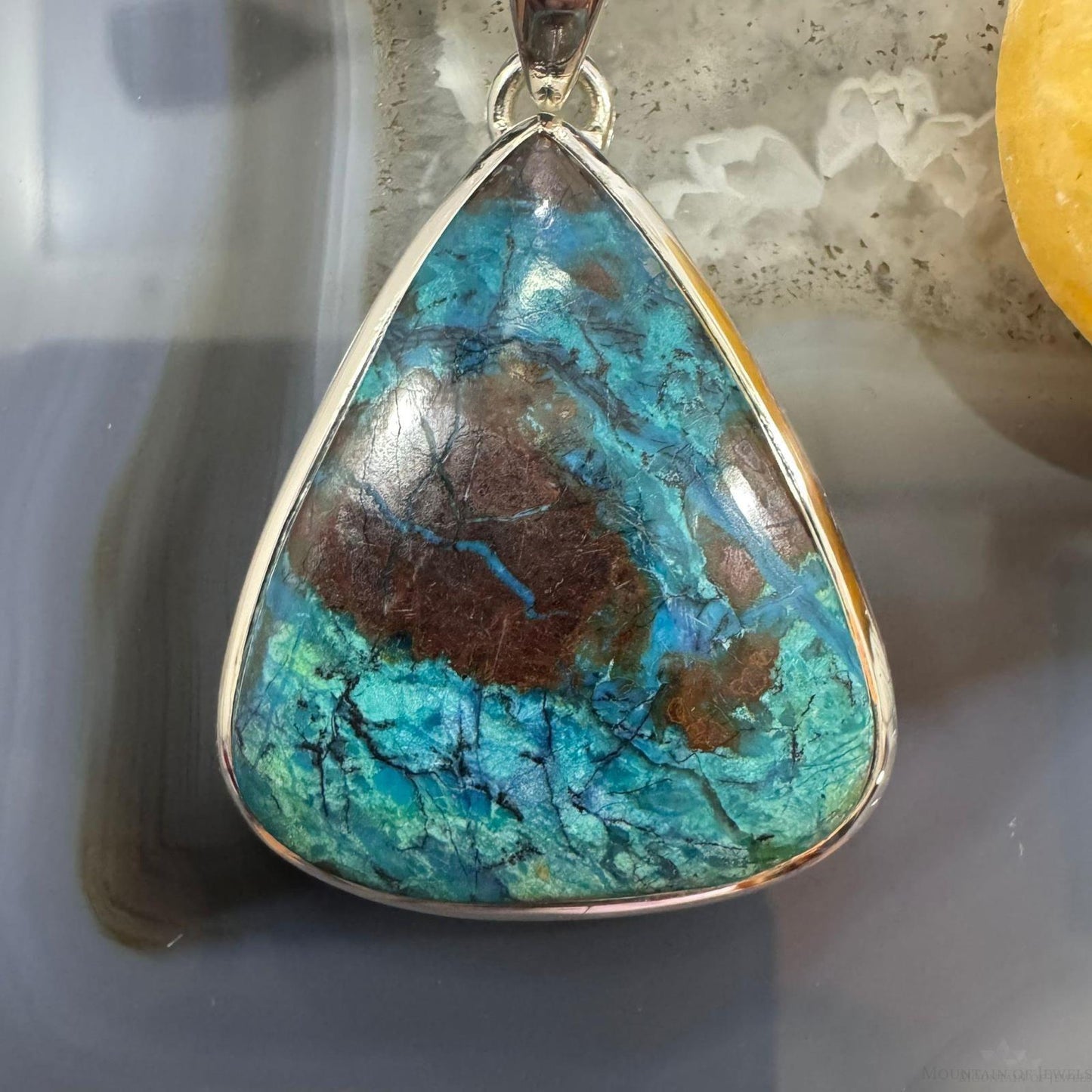 Sterling Silver Southwestern Style Triangle Turquoise Unisex Pendant