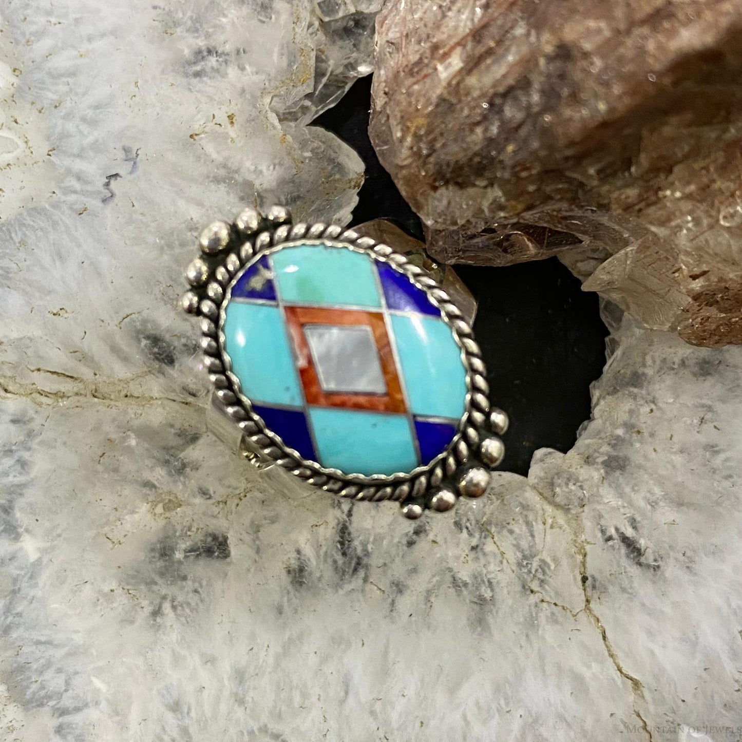 Carolyn Pollack Sterling Silver Oval Inlay Multi Stone Ring For Women S Variety