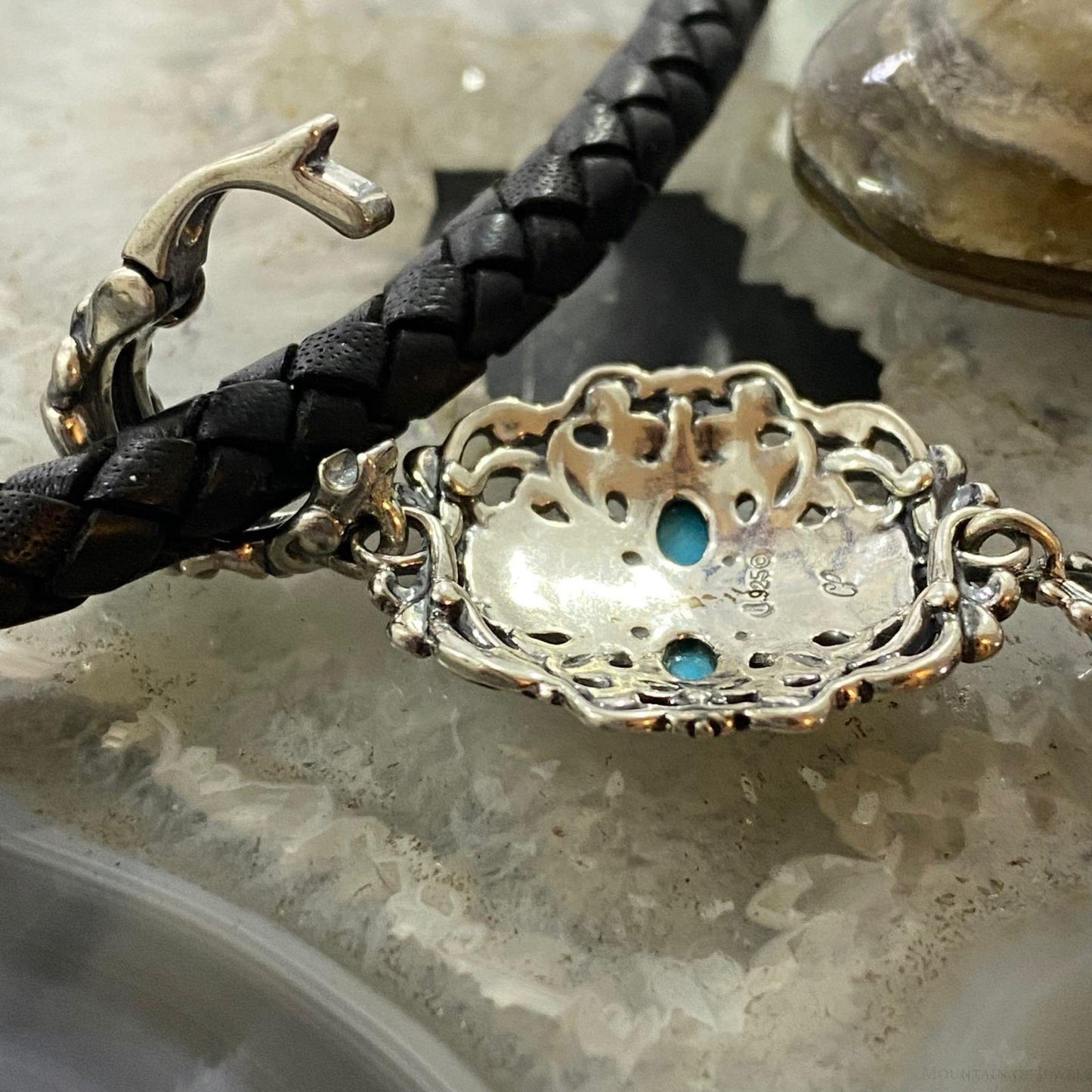 Carolyn Pollack Southwestern Style Sterling Silver Turquoise Filigree Pendant