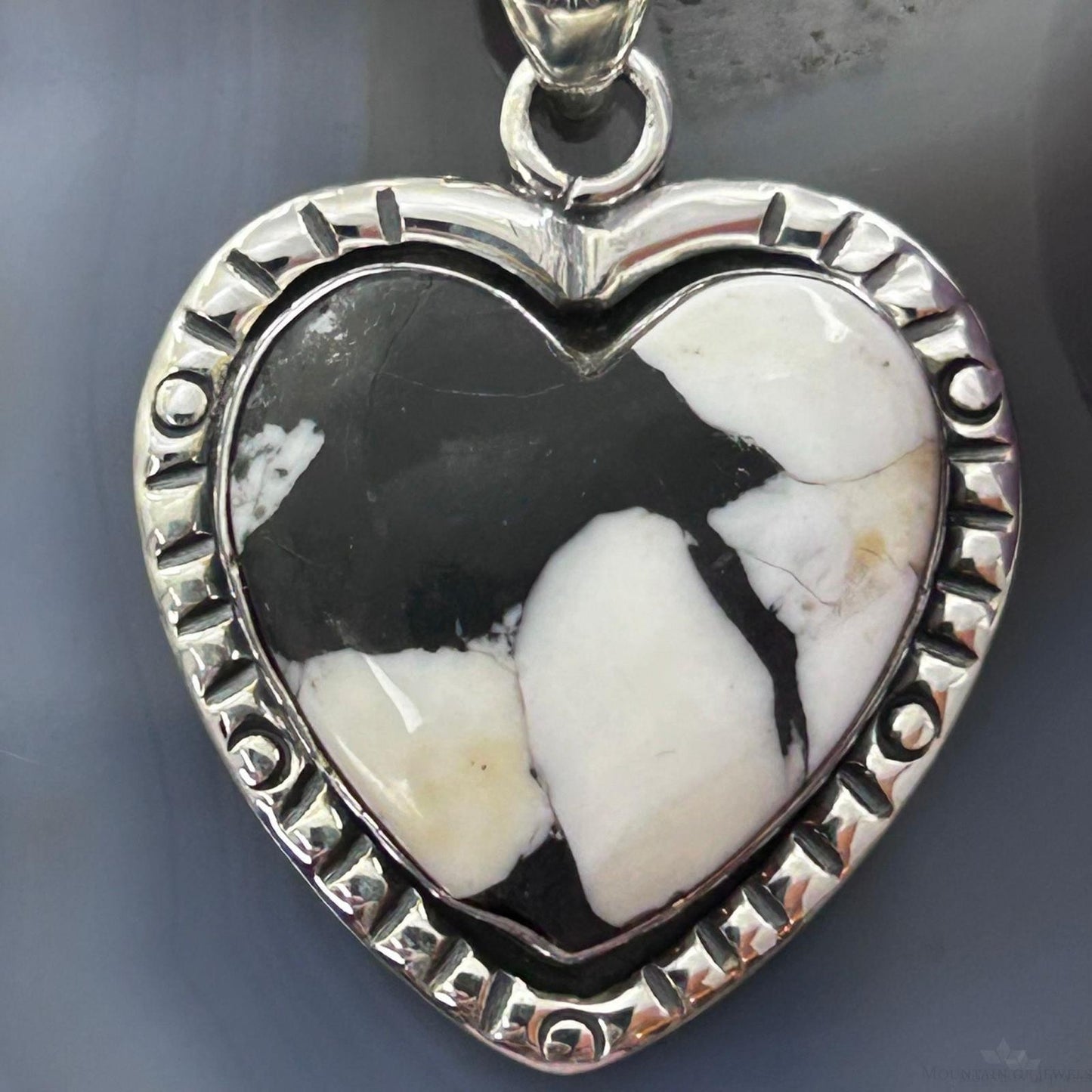 Sterling Silver Southwestern Style White Buffalo Heart Pendant For Women
