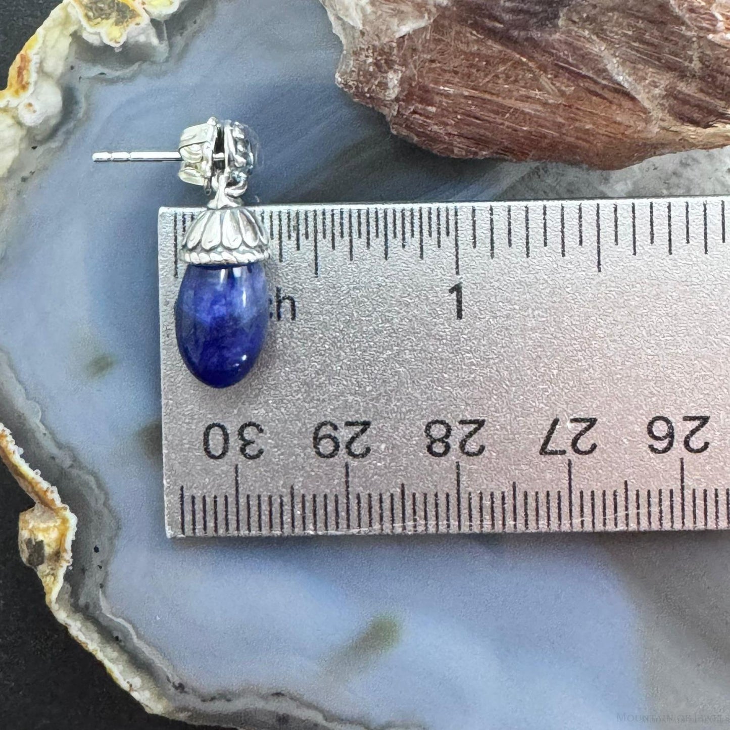 Carolyn Pollack Sterling Silver Oval Sodalite Post Dangle Earrings For Women