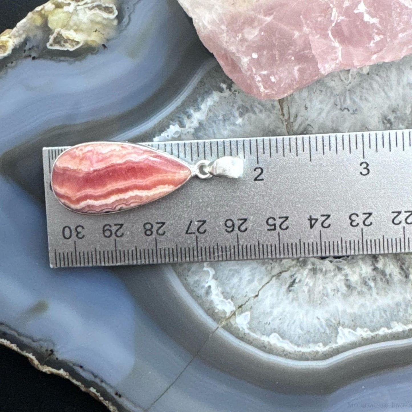 Sterling Silver Southwestern Style Teardrop Rhodochrosite Pendant For Women