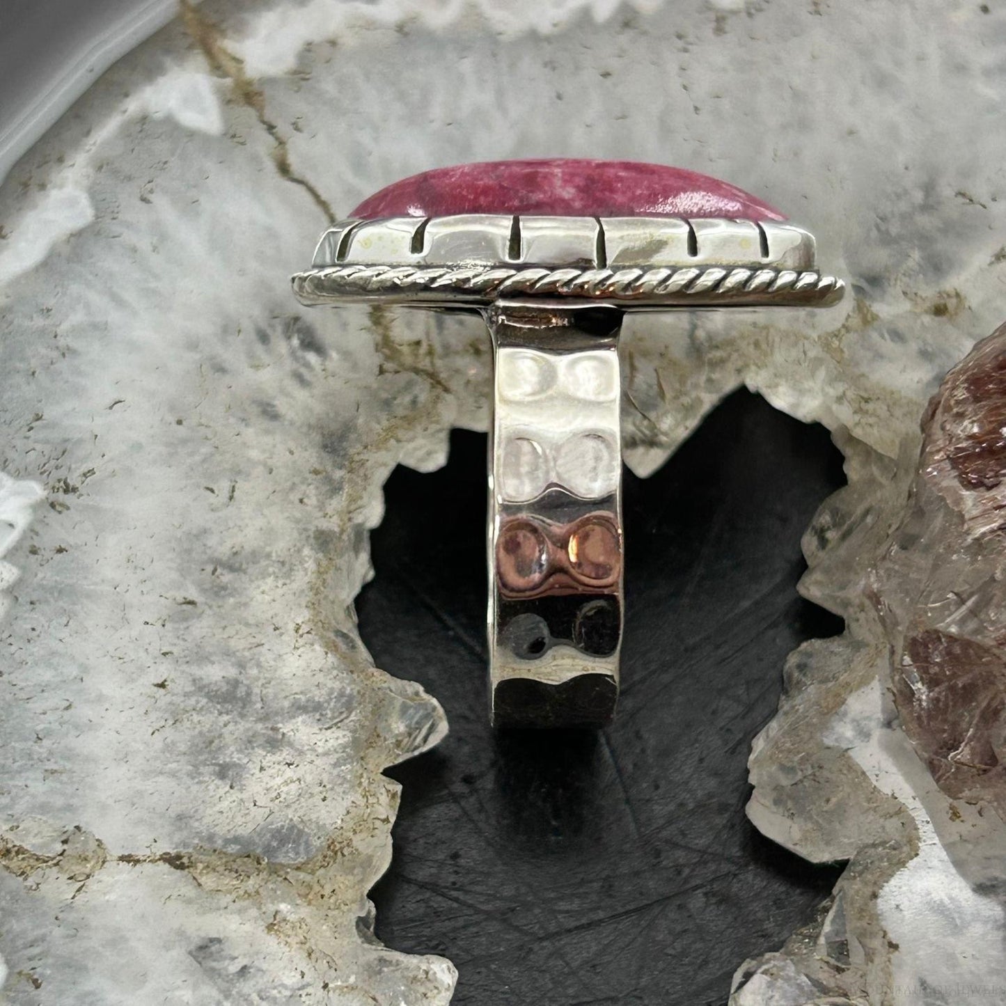 Sterling Silver Southwestern Style Teardrop Thulite Ring Size 9.75 For Women