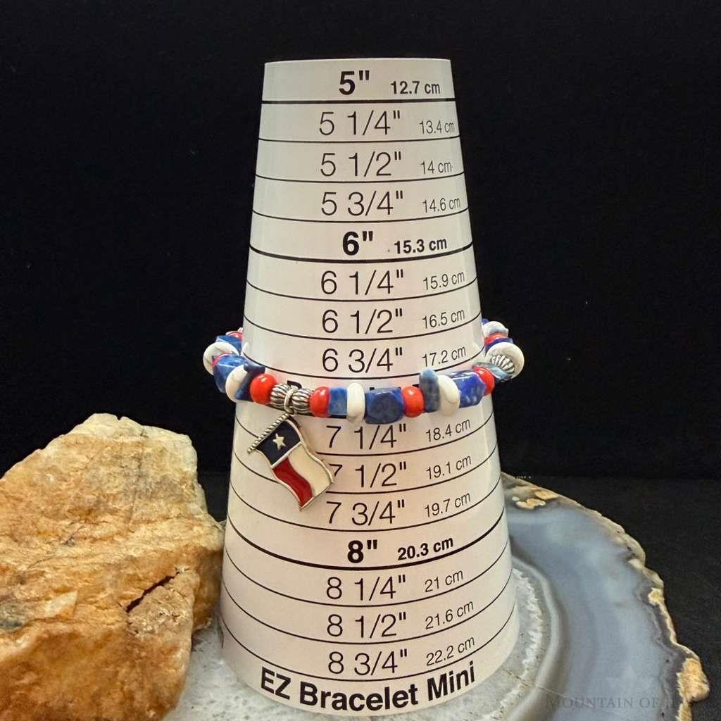 Carolyn Pollack Sterling Silver Multi Gemstone Bead w/Texas Flag Charm Bracelet For Women