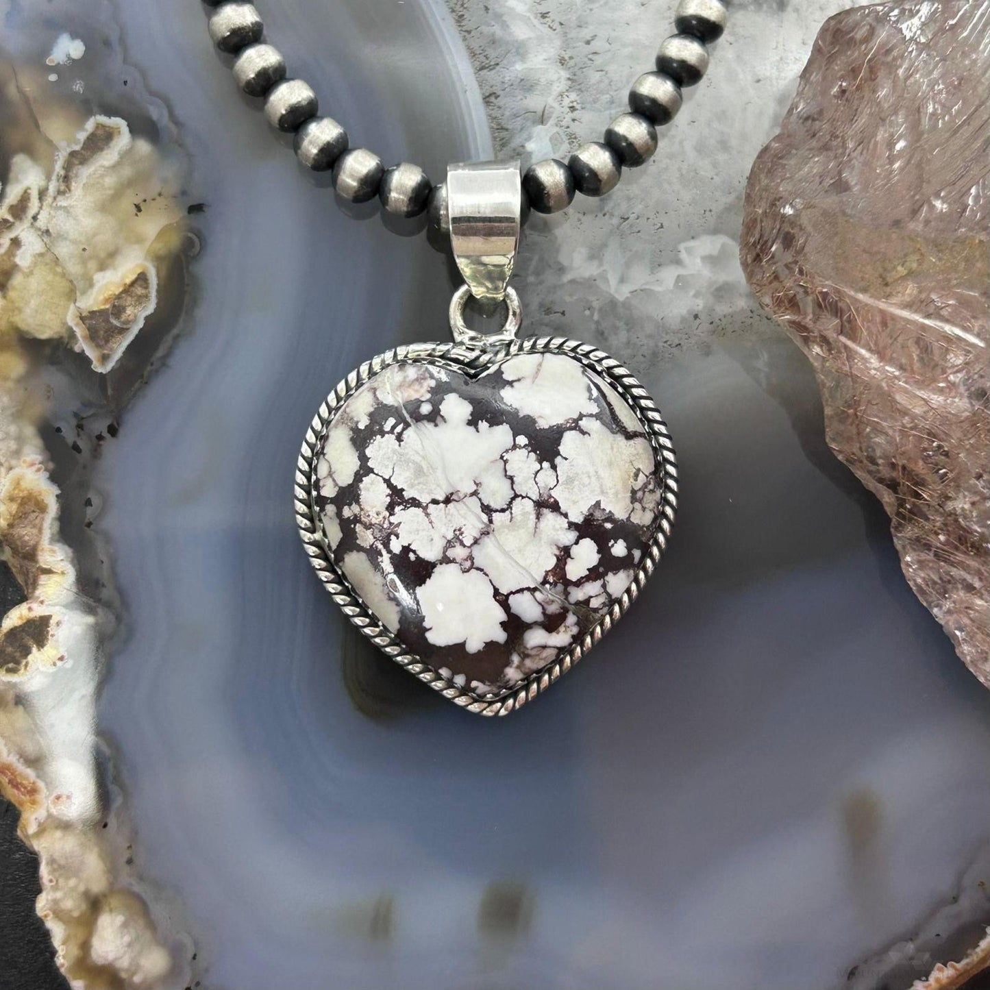Sterling Silver Southwestern Style Wild Horse Heart Pendant For Women
