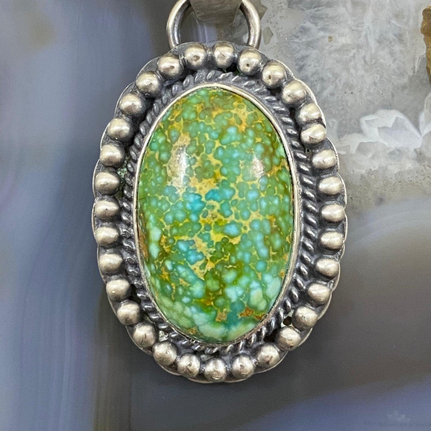 Gilbert Platero Native American Sterling Silver Oval Turquoise Unisex Pendant