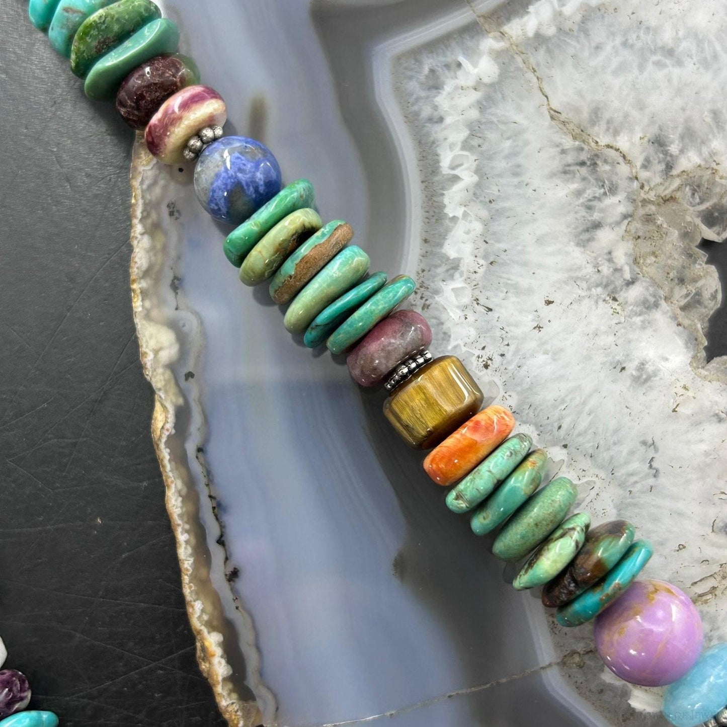 Tommy&Rosita Singer Sterling Silver Turquoise & Multistone Beads Necklace For Women #1