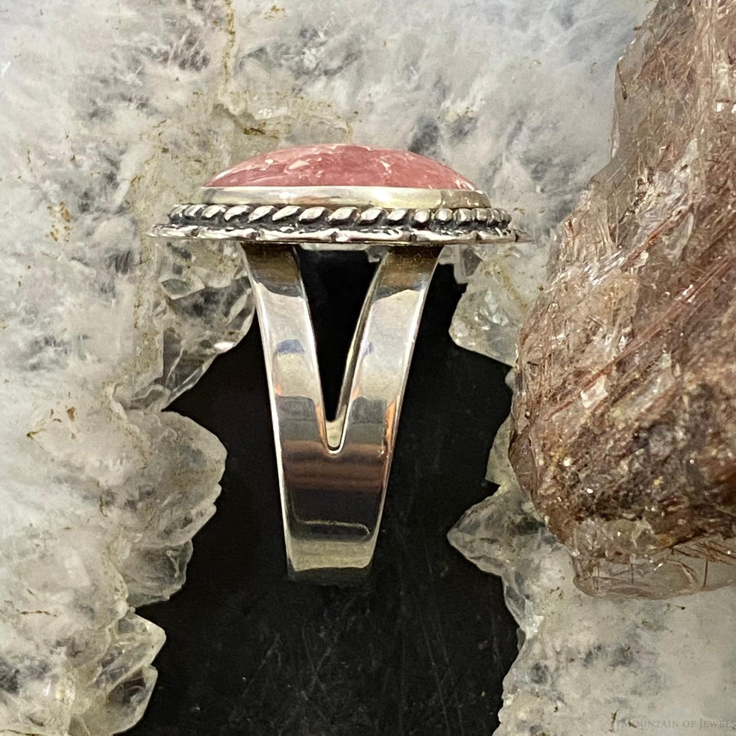 Carolyn Pollack Sterling Silver Oval Rhodonite Decorated Ring Variety of Sizes