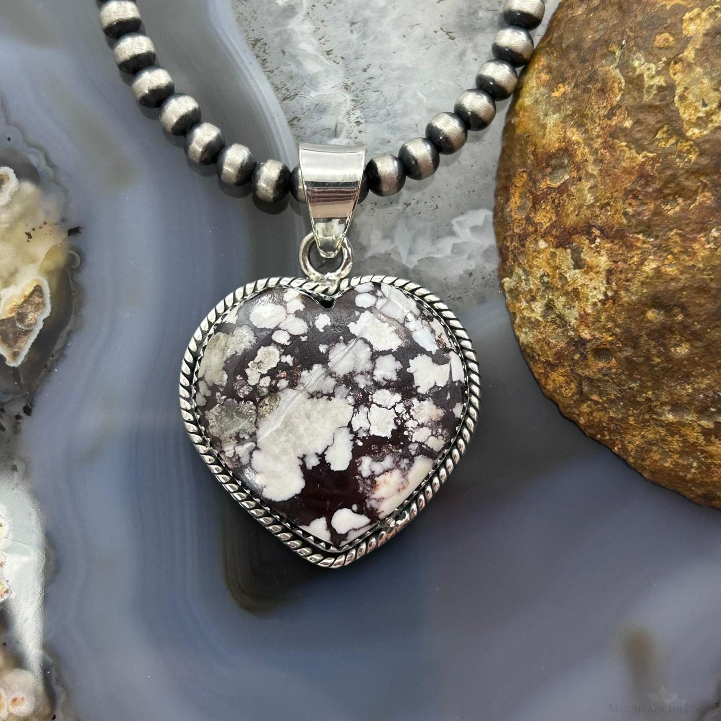 Sterling Silver Southwestern Style Wild Horse Heart Pendant For Women #1