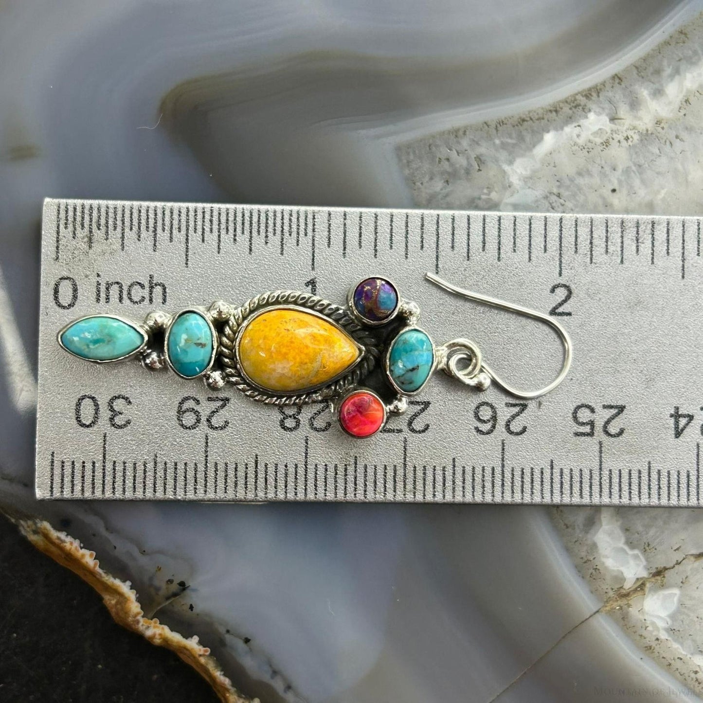 Sterling Silver Southwestern Style Multistone Dangle Earrings For Women #4