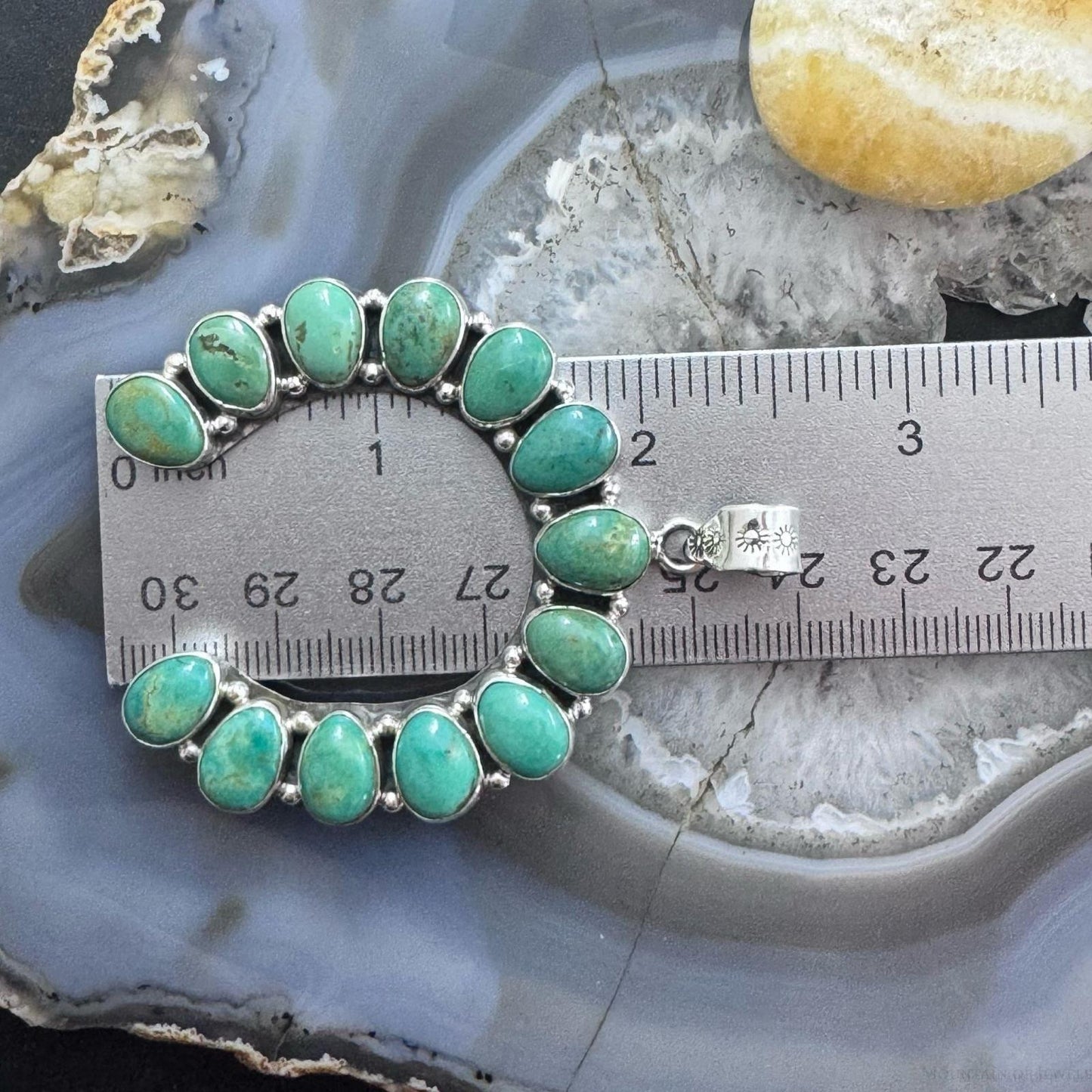 Sterling Silver Southwestern Style Turquoise Decorated Naja Pendant For Women