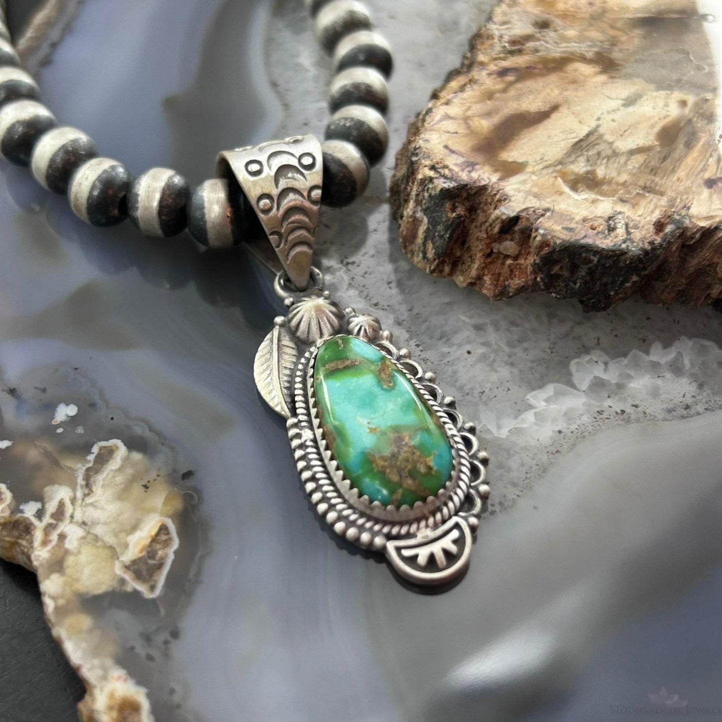 Sterling Silver Southwestern Style Sonora Gold Turquoise Decorated Pendant For Women #1