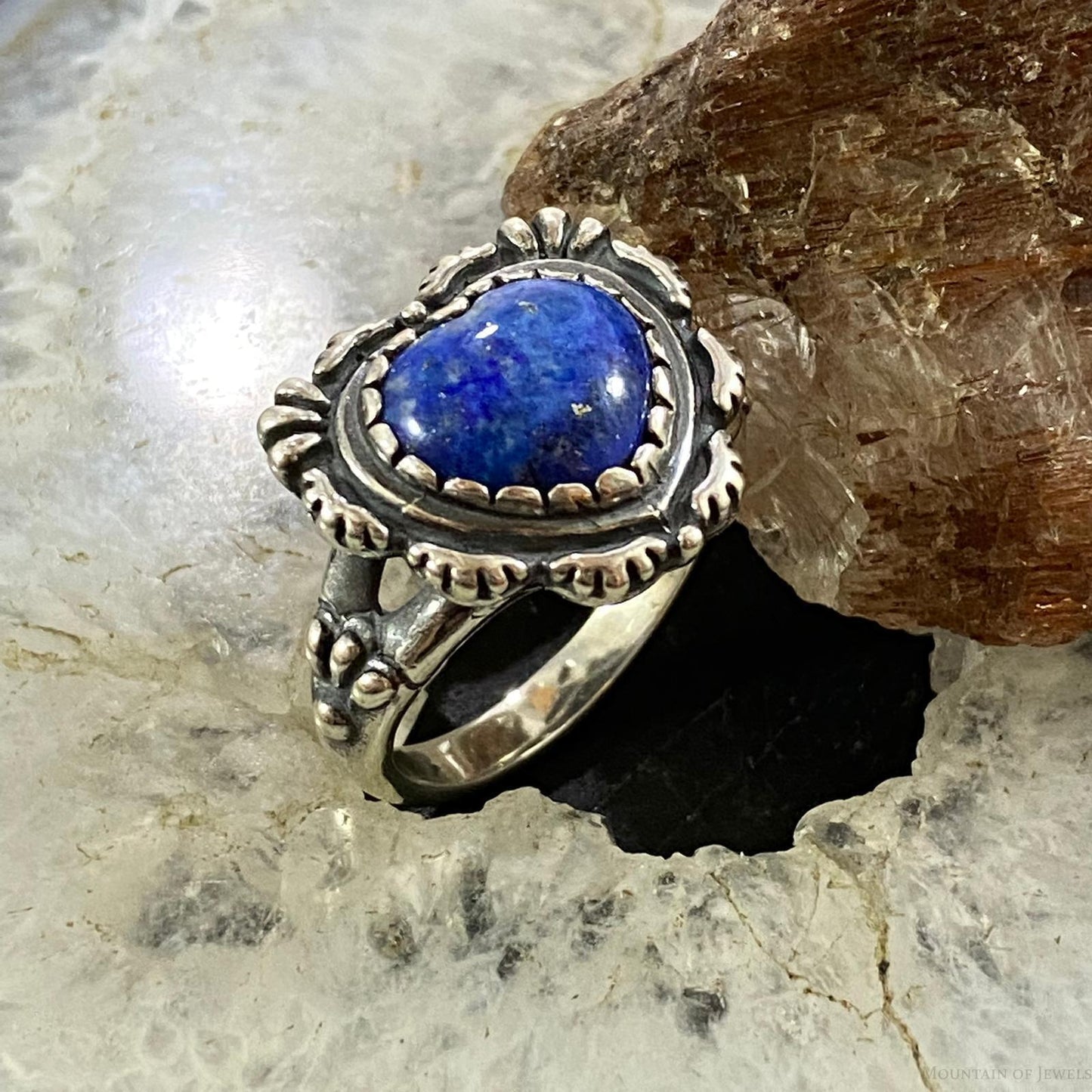 Carolyn Pollack Southwestern Style Sterling Lapis Heart Ring Variety of Sizes