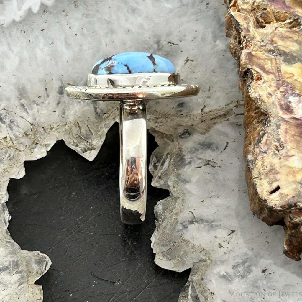 Sterling Silver Southwestern Style Golden Hill Turquoise Ring Size 6 For Women