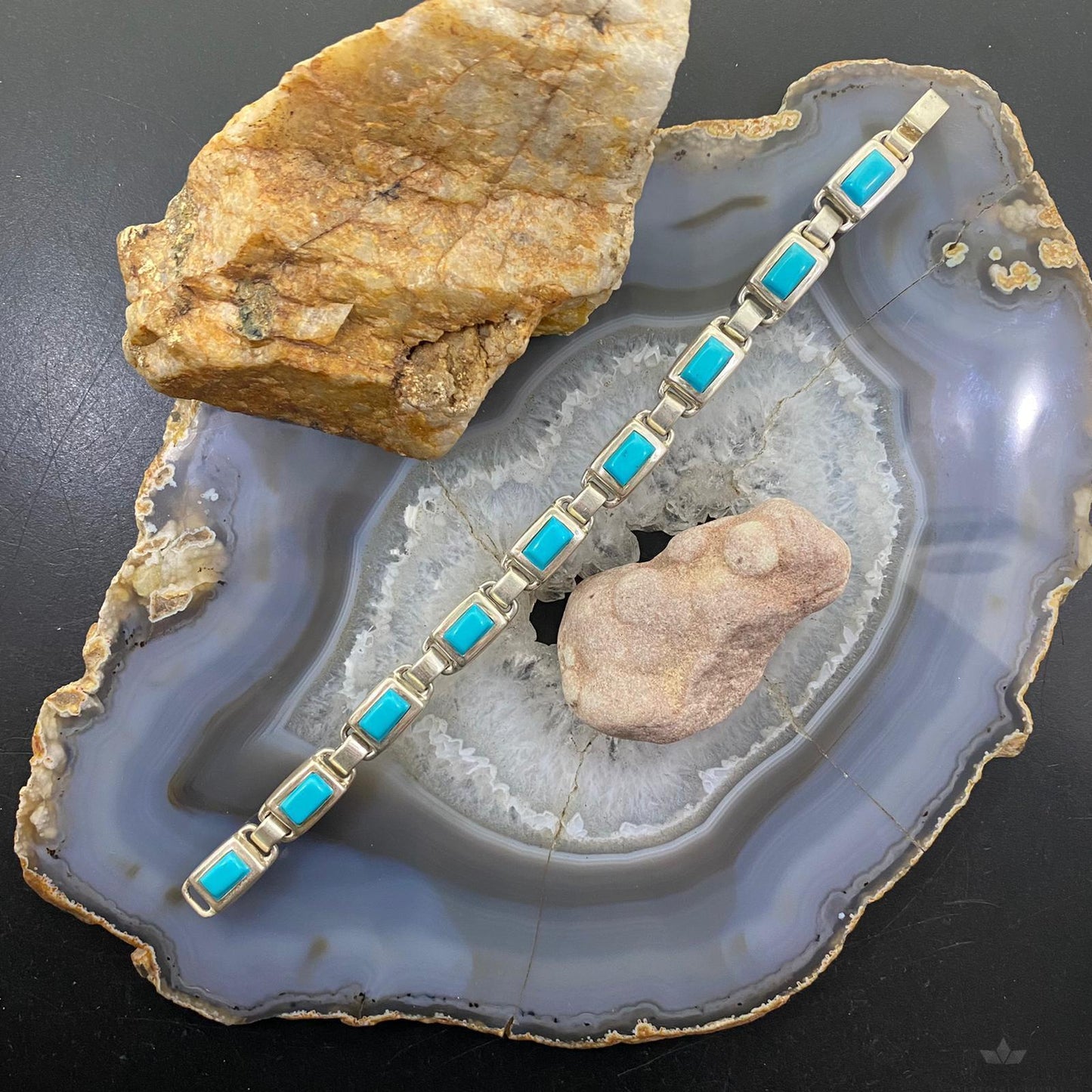 Christine Wolf Sterling Silver Double Side Multi-Stone Link Bracelet For Women
