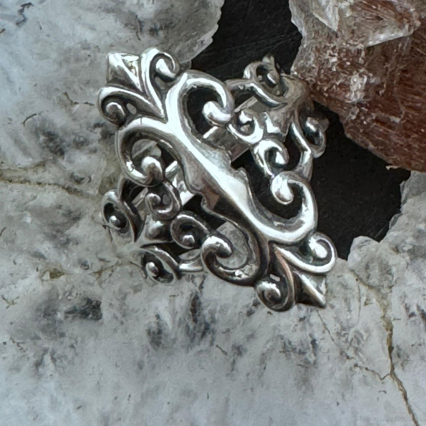 Carolyn Pollack Sterling Silver Gothic Style With Fleur-de-lis Ring For Women