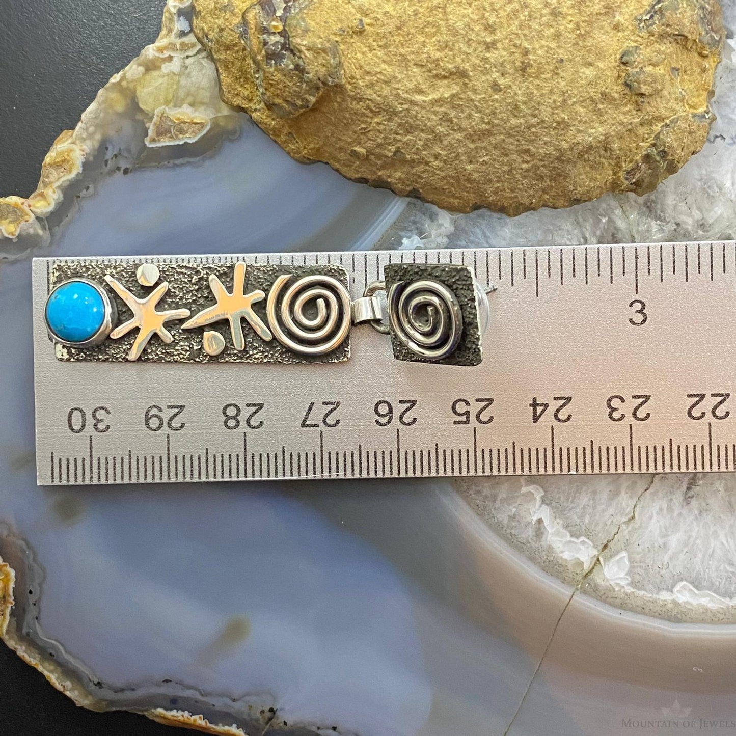 Alex Sanchez Native American Sterling Silver Turquoise Petroglyph Earrings