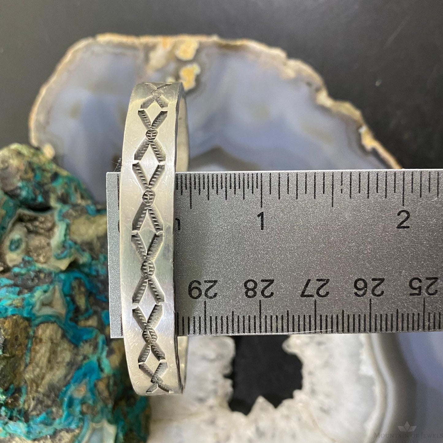 Nora Tahe Vintage Native American Sterling Silver Stamped Bracelet
