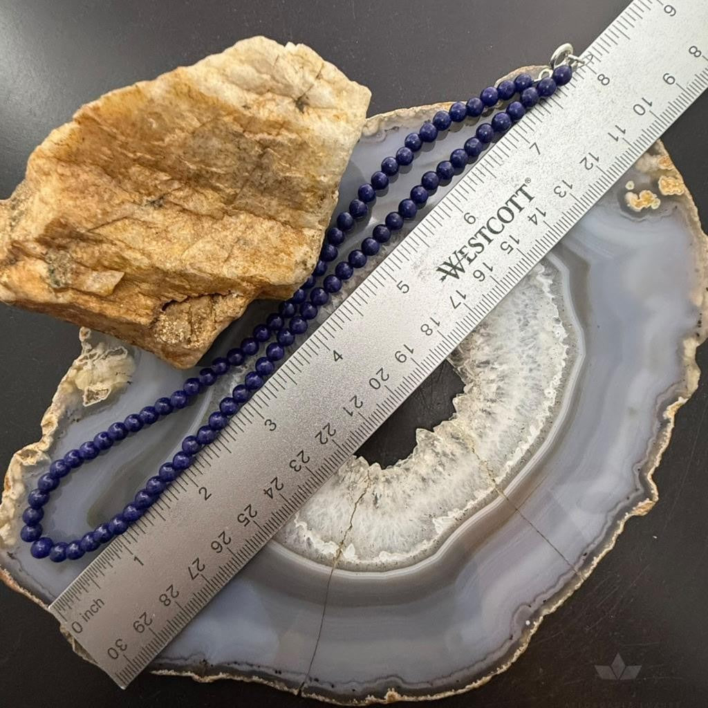 Sterling Silver Southwestern Style 4mm Lapis Beads 16" Necklace For Women