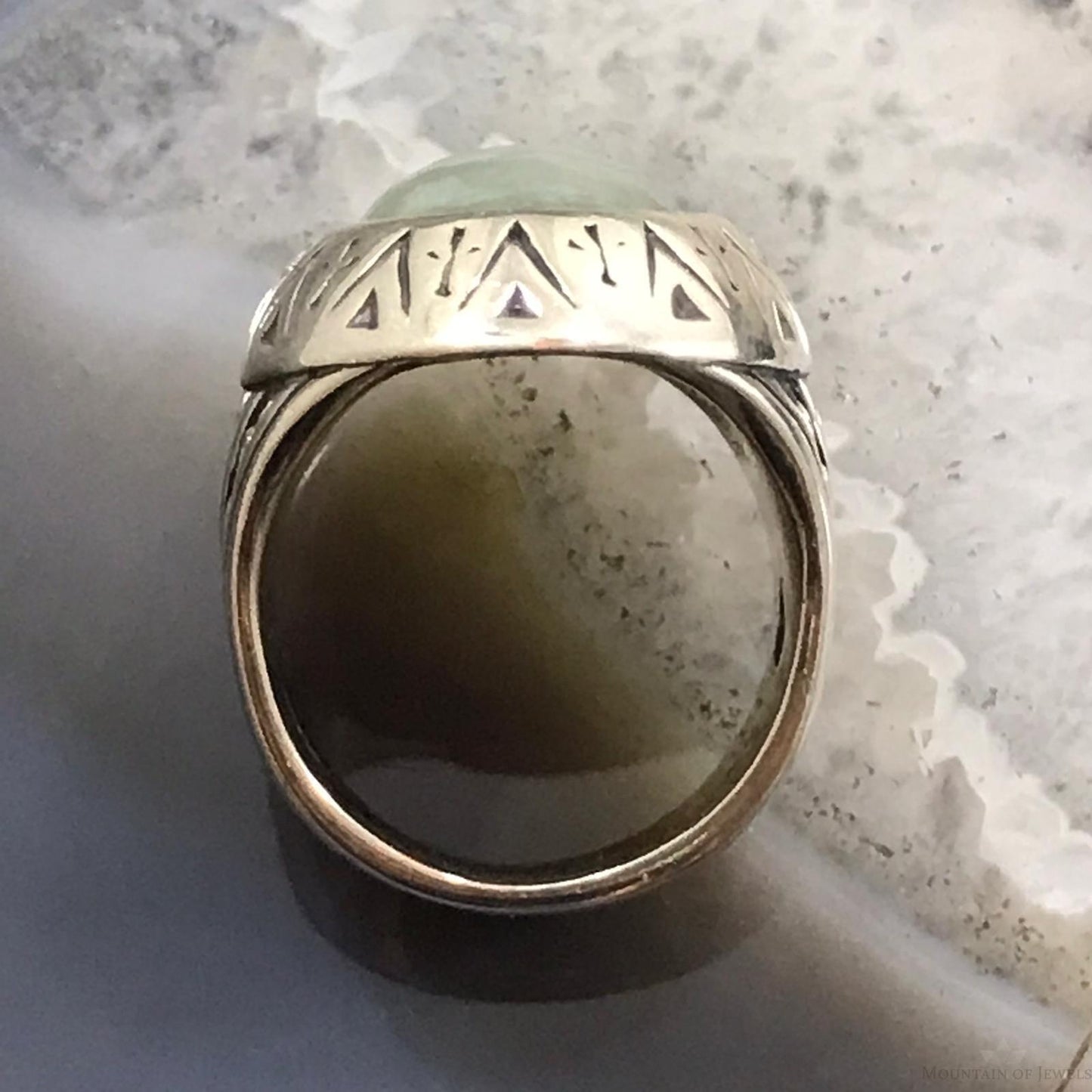 Carolyn Pollack Sterling Silver Oval Amazonite Decorated Ring Size 6 For Women
