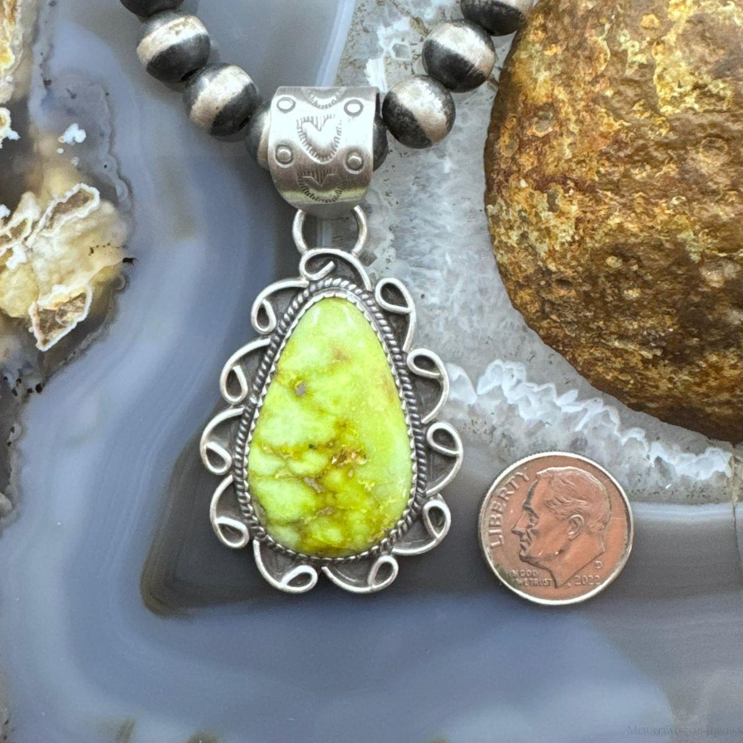 Sterling Silver Southwestern Style Large Teardrop Palomino Pendant For Women