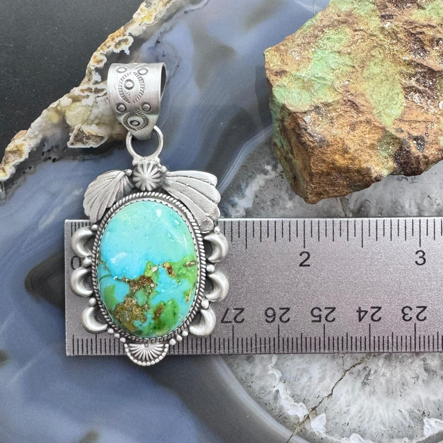 Sterling Silver Southwestern Style Chubby High Grade Sonora Gold Turquoise Pendant For Women