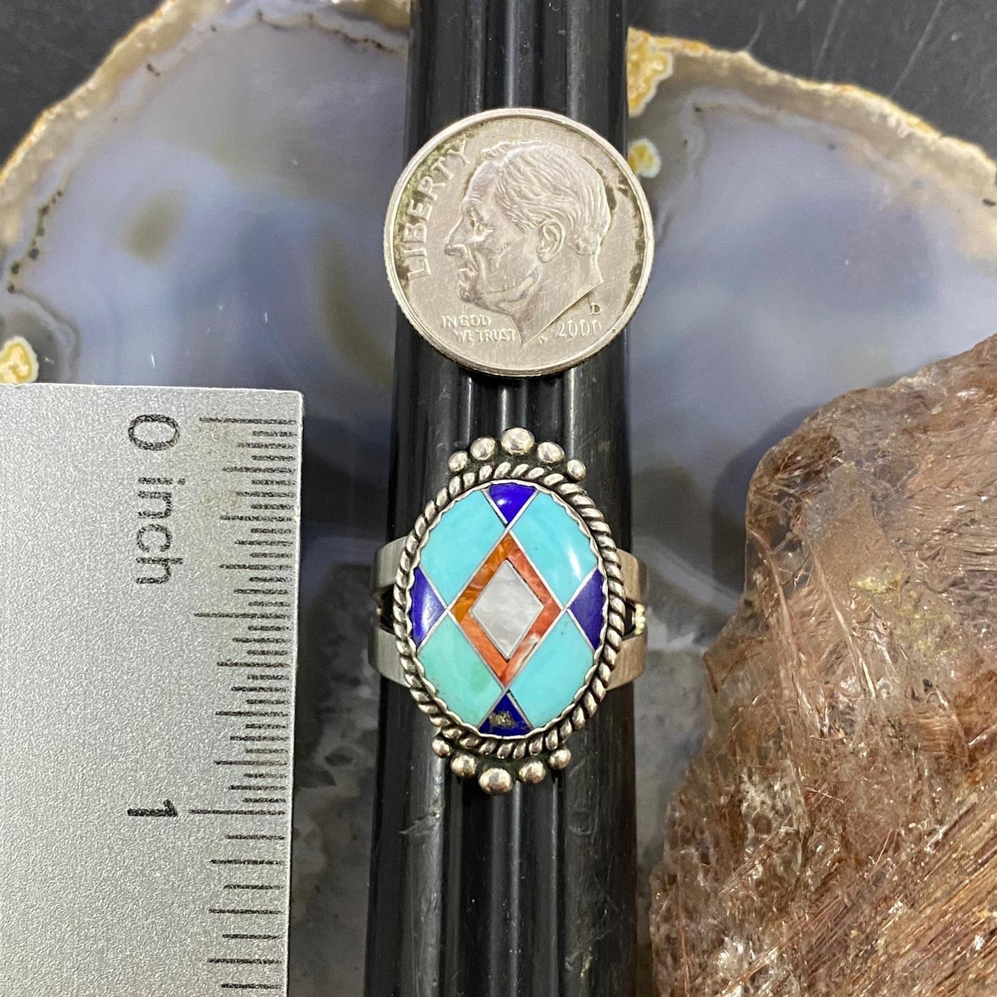 Carolyn Pollack Sterling Silver Oval Inlay Multi Stone Ring For Women S Variety