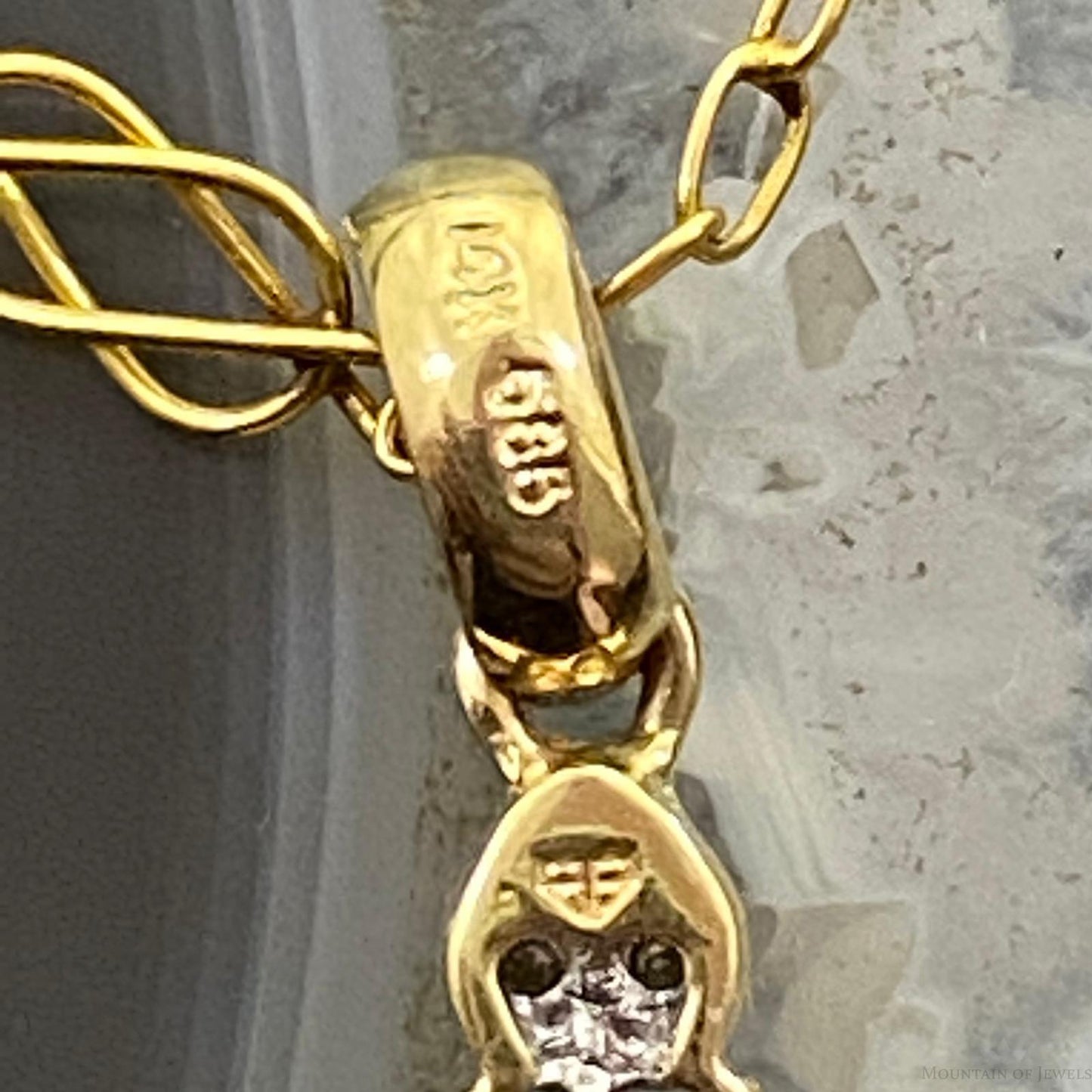 14K Two Tone Yellow & Rose Gold w/Diamonds Cross Pendant For Women