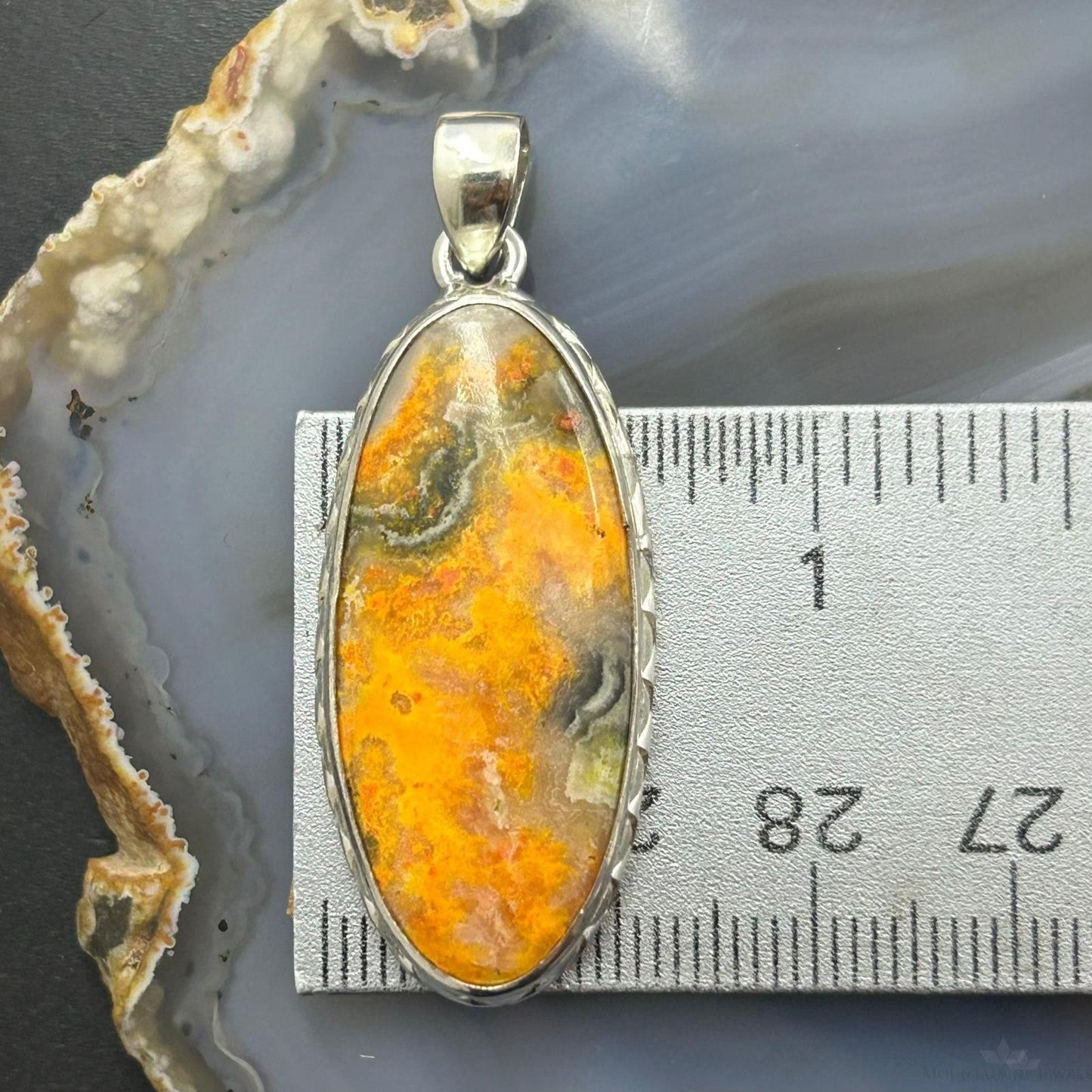 Sterling Silver Southwestern Style Oval Bumblebee Jasper Pendant For Women