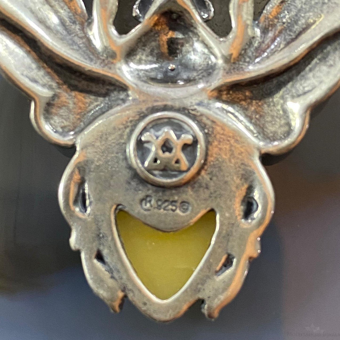 Carolyn Pollack Southwestern Style Sterling Silver Yellow Jasper Bee Enhancer Pendant For Women