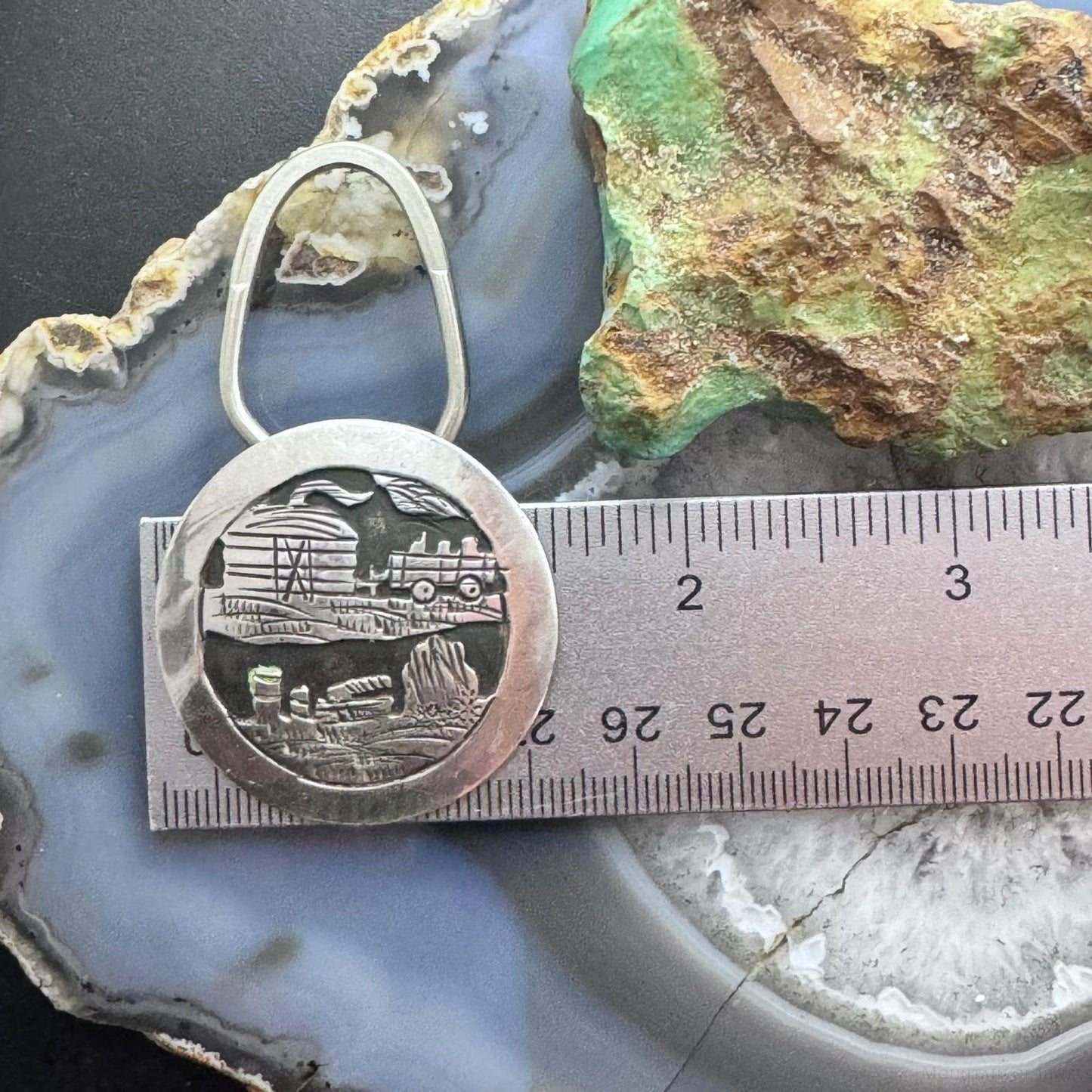 Vintage Tillie Jon Native American Sterling Silver Overlay Rez Life Keyring