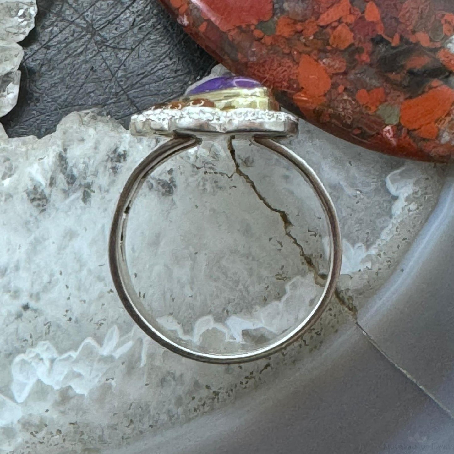 Carolyn Pollack Sterling Silver & 14K Gold Triangle Sugilite & 3 Citrine Ring For Women