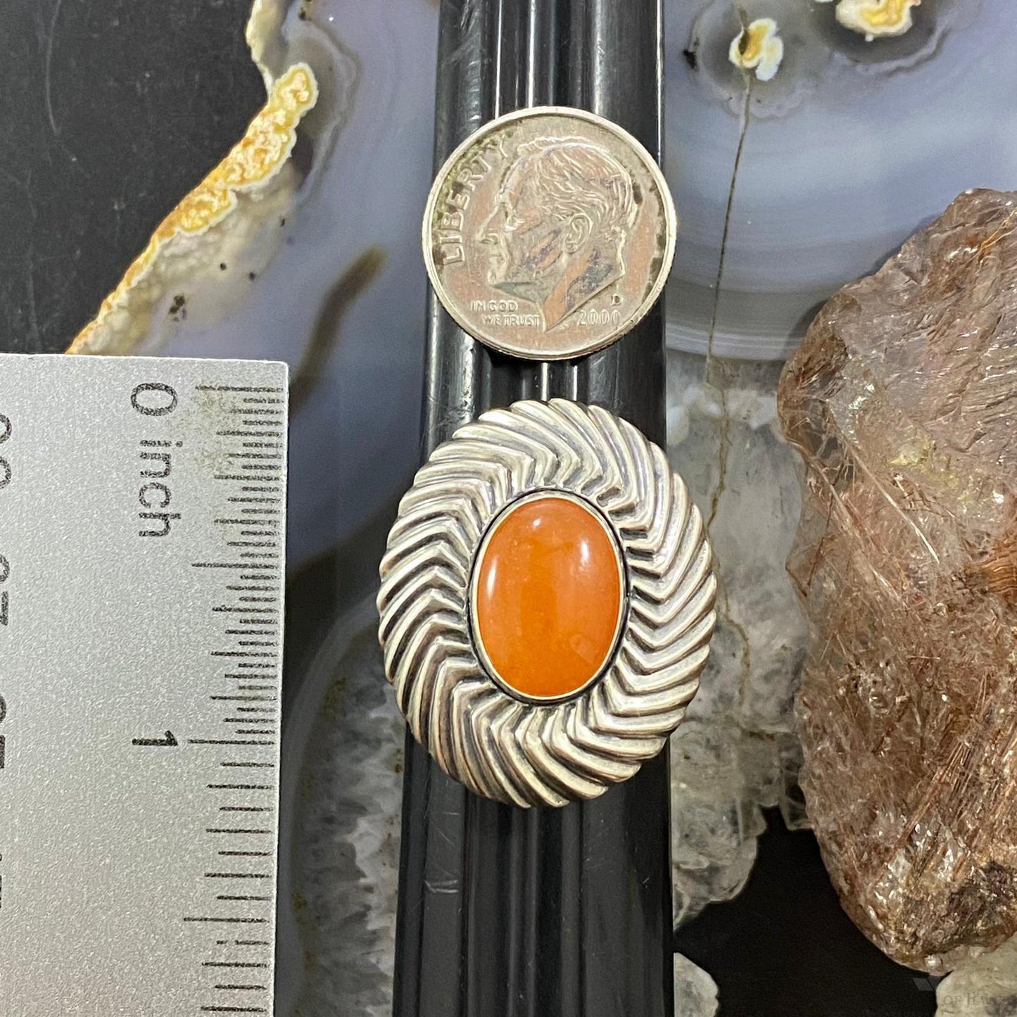 Carolyn Pollack Sterling Oval Carnelian Adjustable Decorated Ring For Women