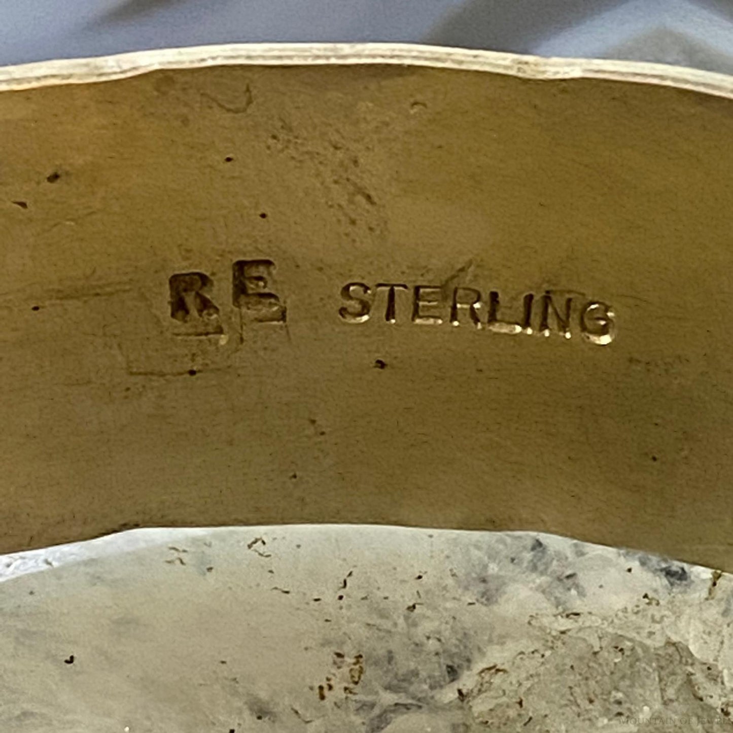 Rick Enriquez Native American Sterling Silver Stamped Flexible Bracelet For Men