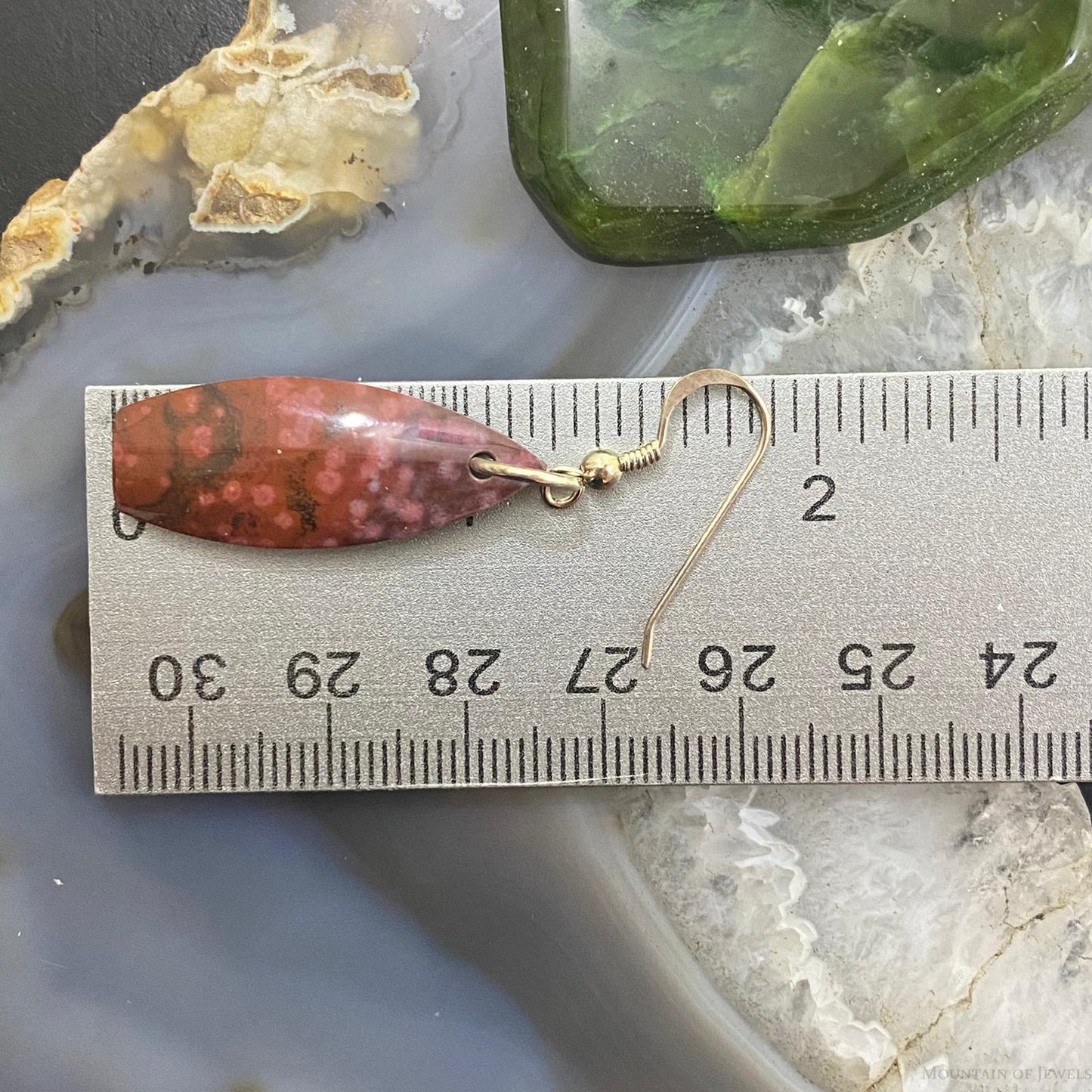 Sterling Silver Oblong River Jasper Slab Dangle Earrings For Women #137