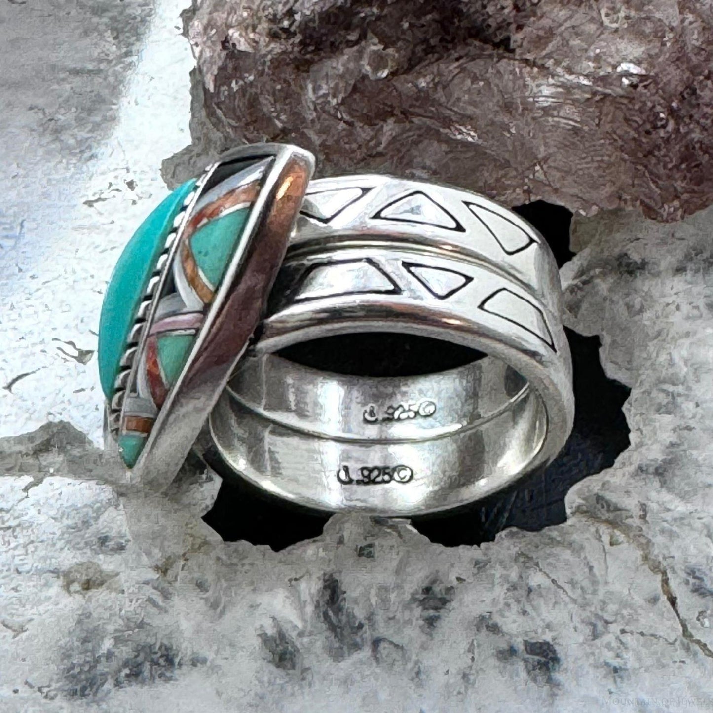 Carolyn Pollack Sterling Silver Turquoise & Multistone Inlay Stackable Rings For Women