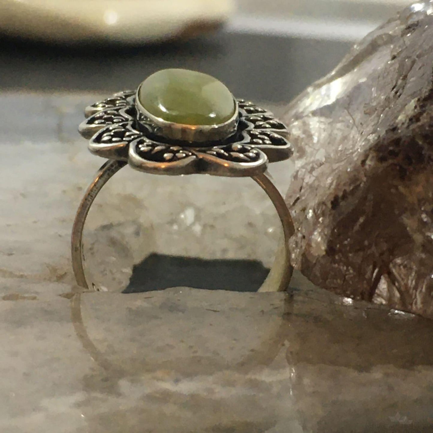 Carolyn Pollack Southwestern Style Sterling Silver Variscite Adjustable Ring For Women